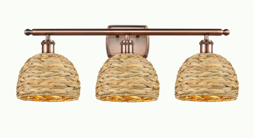 Innovations Lighting Woven Rattan 8" Bath Vanity Light - Antique Copper