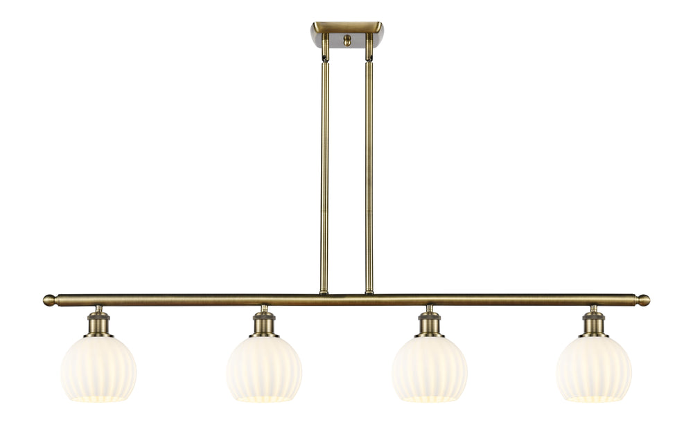 Innovations Lighting White Venetian 6" Island Light - Antique Brass Linear Chandeliers Innovations Lighting White Venetian ; Glass Type: White  