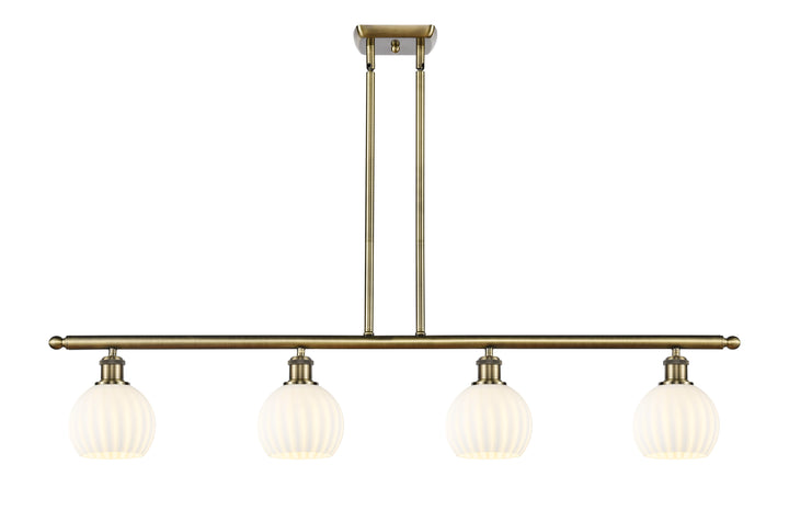 Innovations Lighting White Venetian 6" Island Light - Antique Brass Linear Chandeliers Innovations Lighting White Venetian ; Glass Type: White  