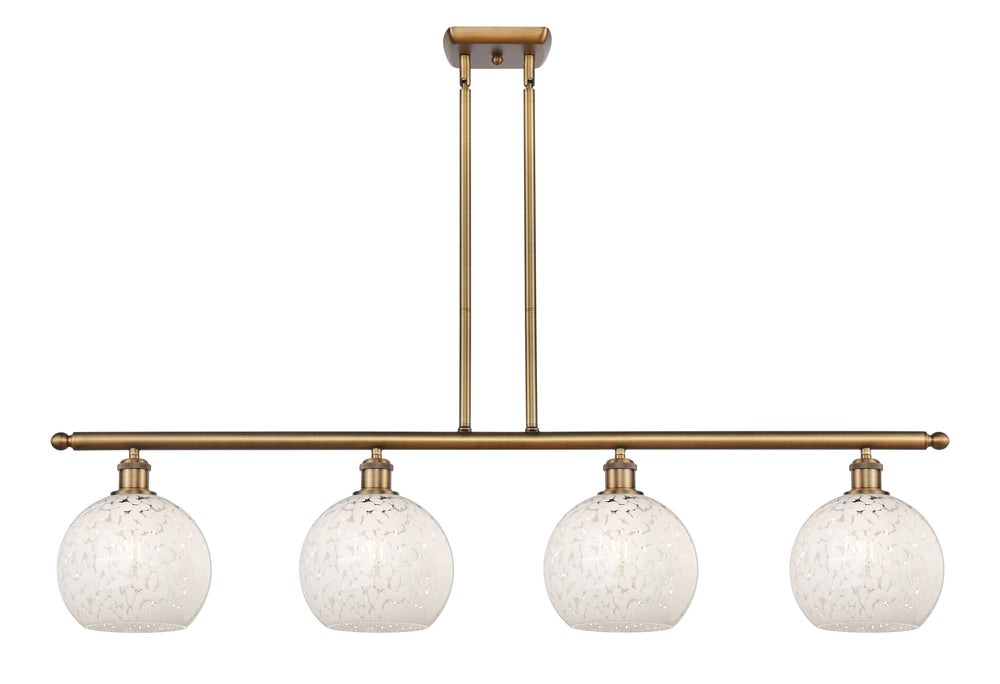 Innovations Lighting White Mouchette 8" Island Light - Brushed Brass Linear Chandeliers Innovations Lighting White Mouchette ; Glass Type: White  