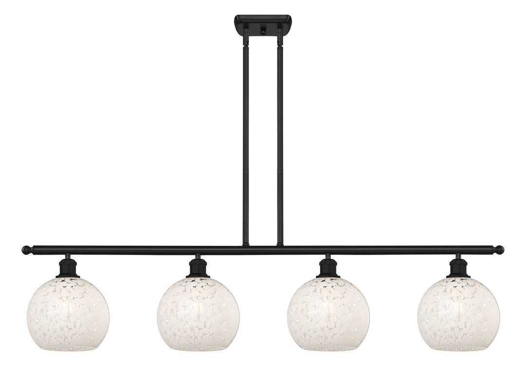 Innovations Lighting White Mouchette 8" Island Light - Matte Black Linear Chandeliers Innovations Lighting White Mouchette ; Glass Type: White  