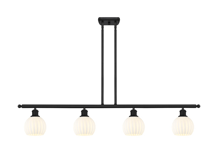 Innovations Lighting White Venetian 6" Island Light - Matte Black Linear Chandeliers Innovations Lighting White Venetian ; Glass Type: White  