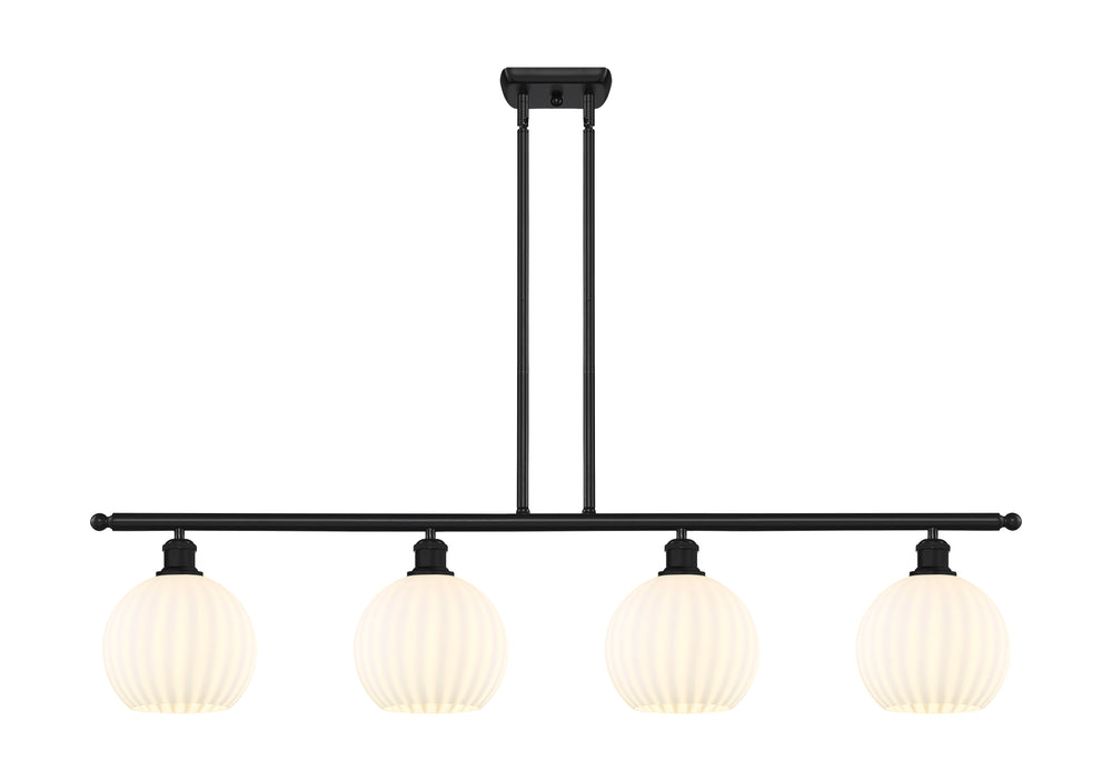 Innovations Lighting White Venetian 8" Island Light - Matte Black Linear Chandeliers Innovations Lighting White Venetian ; Glass Type: White  