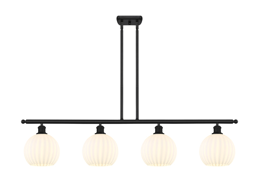 Innovations Lighting White Venetian 8" Island Light - Matte Black Linear Chandeliers Innovations Lighting White Venetian ; Glass Type: White  