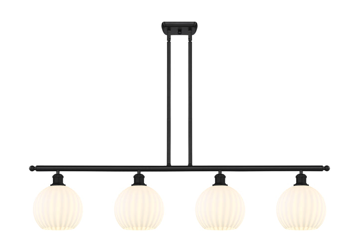 Innovations Lighting White Venetian 8" Island Light - Matte Black Linear Chandeliers Innovations Lighting White Venetian ; Glass Type: White  