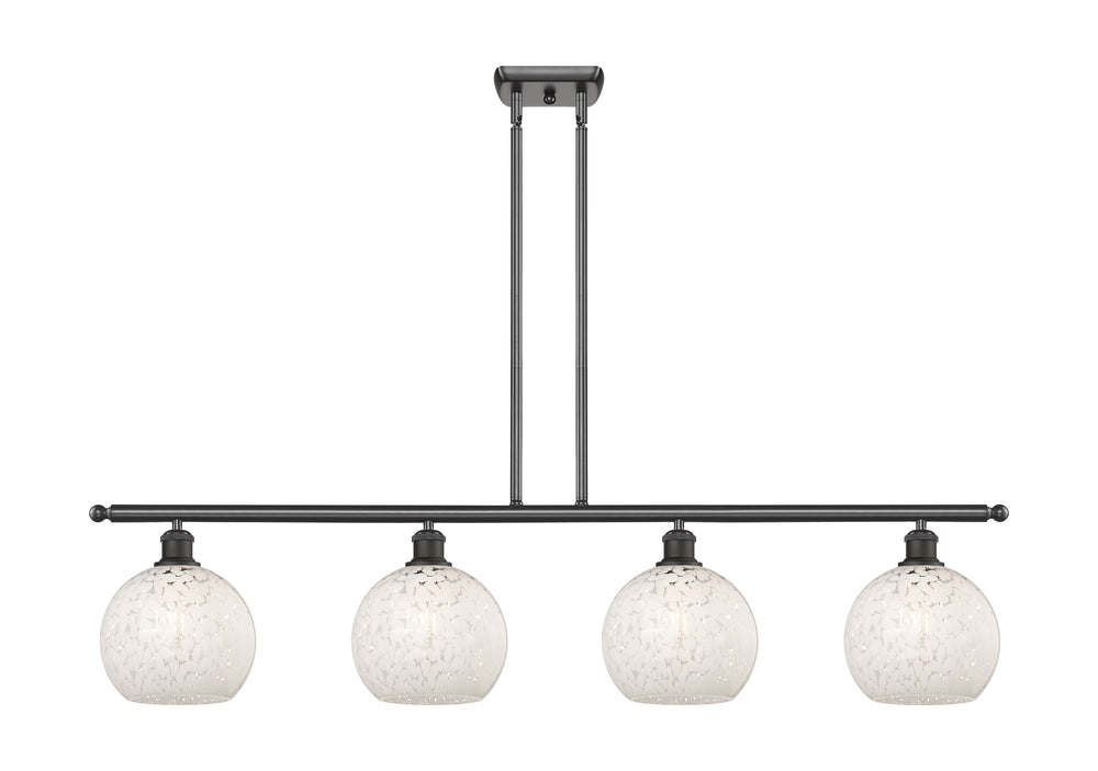 Innovations Lighting White Mouchette 8" Island Light - Oil Rubbed Bronze Linear Chandeliers Innovations Lighting White Mouchette ; Glass Type: White  