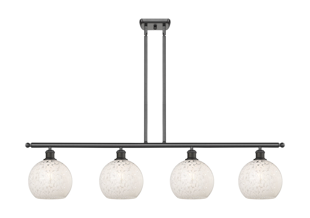 Innovations Lighting White Mouchette 8" Island Light - Oil Rubbed Bronze Linear Chandeliers Innovations Lighting White Mouchette ; Glass Type: White  