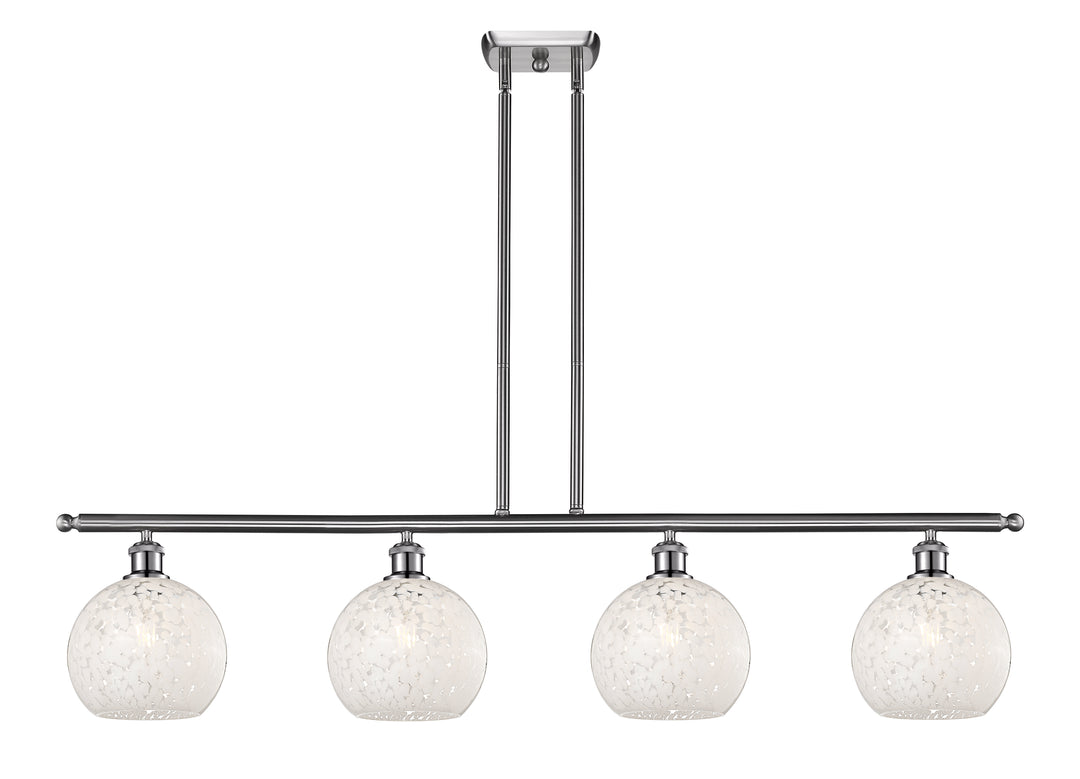 Innovations Lighting White Mouchette 8" Island Light - Brushed Satin Nickel Linear Chandeliers Innovations Lighting White Mouchette ; Glass Type: White  