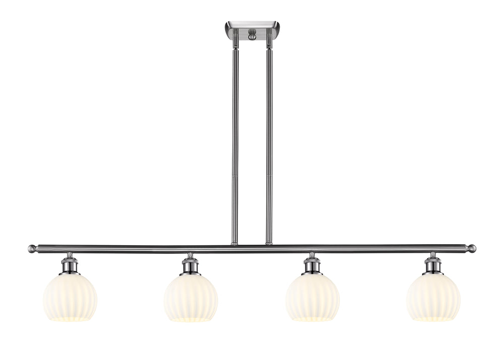 Innovations Lighting White Venetian 6" Island Light - Brushed Satin Nickel Linear Chandeliers Innovations Lighting White Venetian ; Glass Type: White  