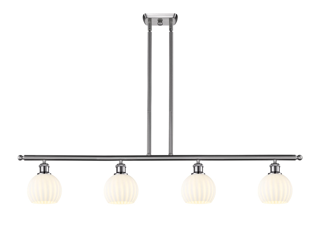 Innovations Lighting White Venetian 6" Island Light - Brushed Satin Nickel Linear Chandeliers Innovations Lighting White Venetian ; Glass Type: White  