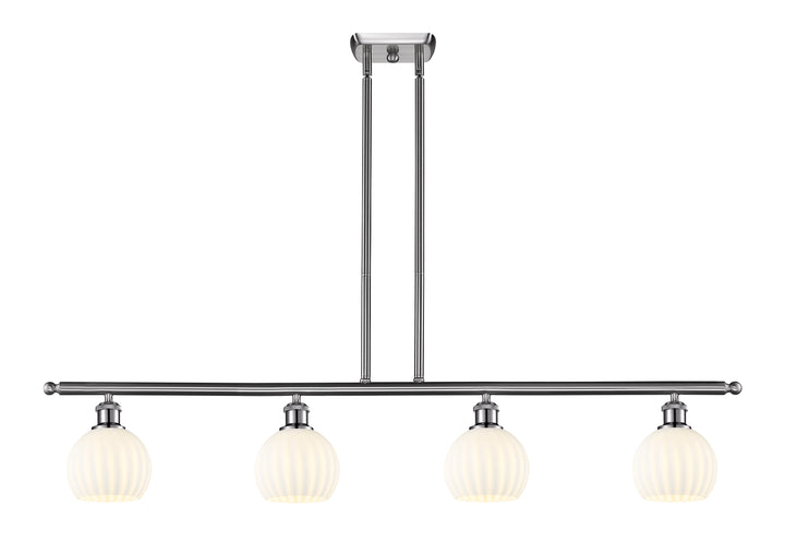 Innovations Lighting White Venetian 6" Island Light - Brushed Satin Nickel Linear Chandeliers Innovations Lighting White Venetian ; Glass Type: White  