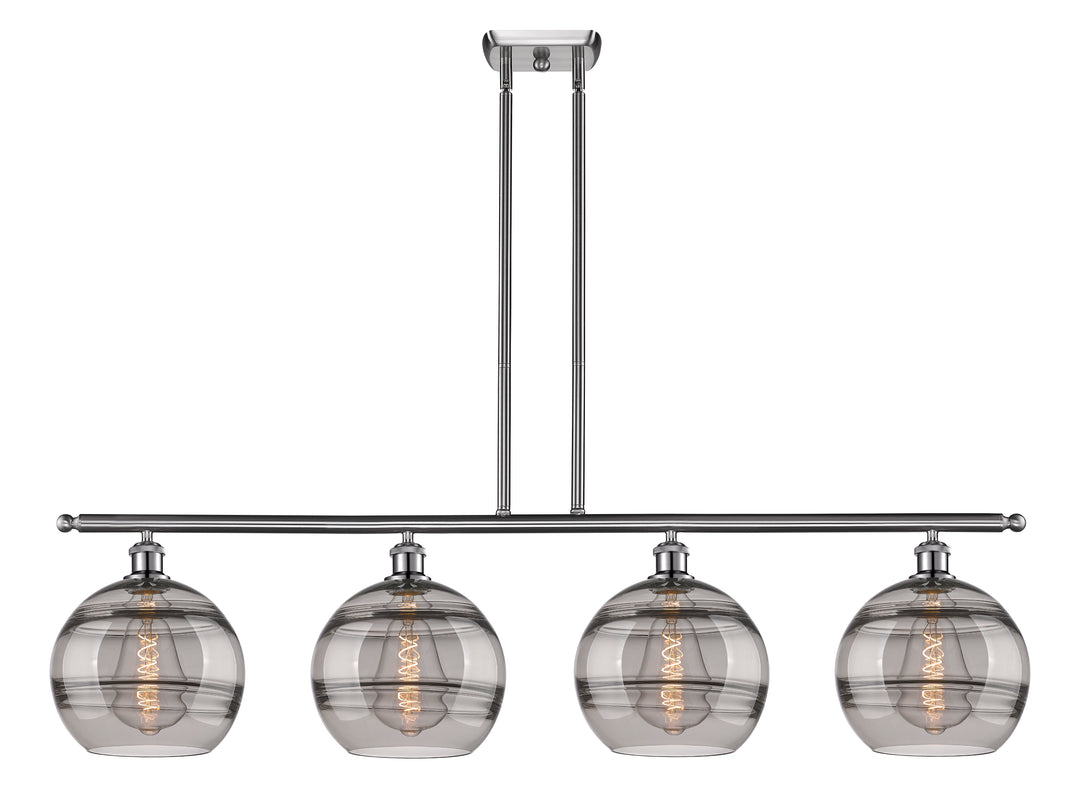 Innovations Lighting Rochester 10" Island Light - Brushed Satin Nickel Linear Chandeliers Innovations Lighting Light Smoke ; Glass Type: Smoked  