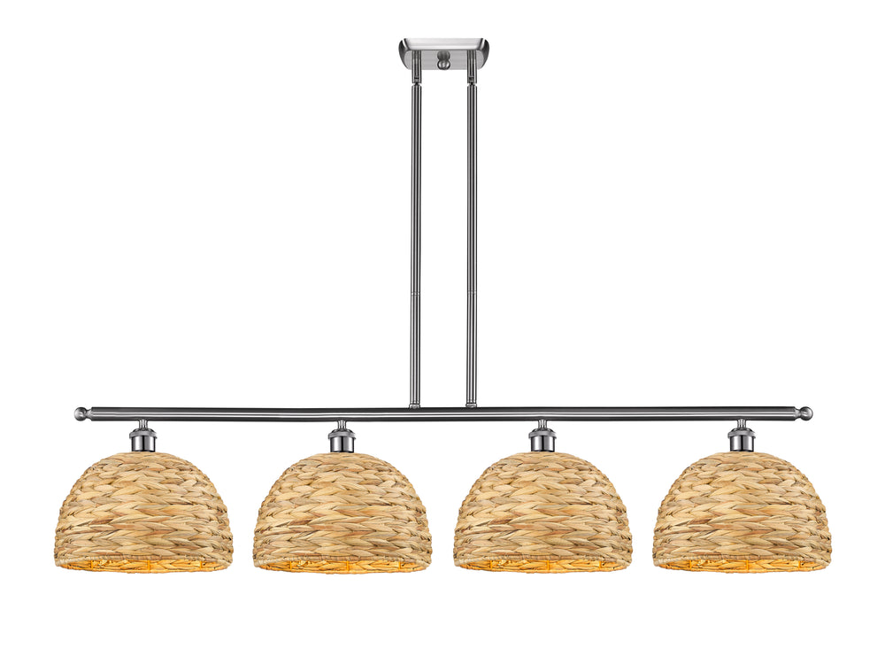 Innovations Lighting Woven Rattan 12" Island Light - Satin Nickel Linear Chandeliers Innovations Lighting Default Title  