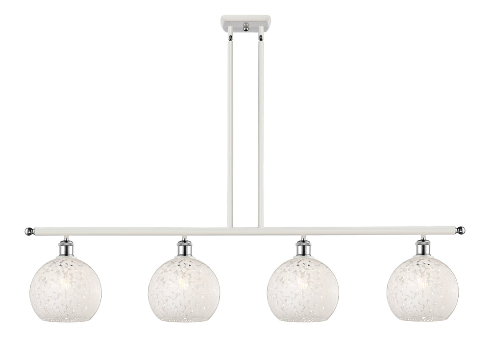 Innovations Lighting White Mouchette 8" Island Light - White Polished Chrome Linear Chandeliers Innovations Lighting White Mouchette ; Glass Type: White  