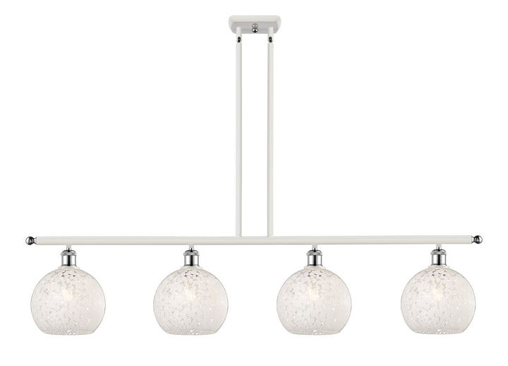 Innovations Lighting White Mouchette 8" Island Light - White Polished Chrome Linear Chandeliers Innovations Lighting White Mouchette ; Glass Type: White  