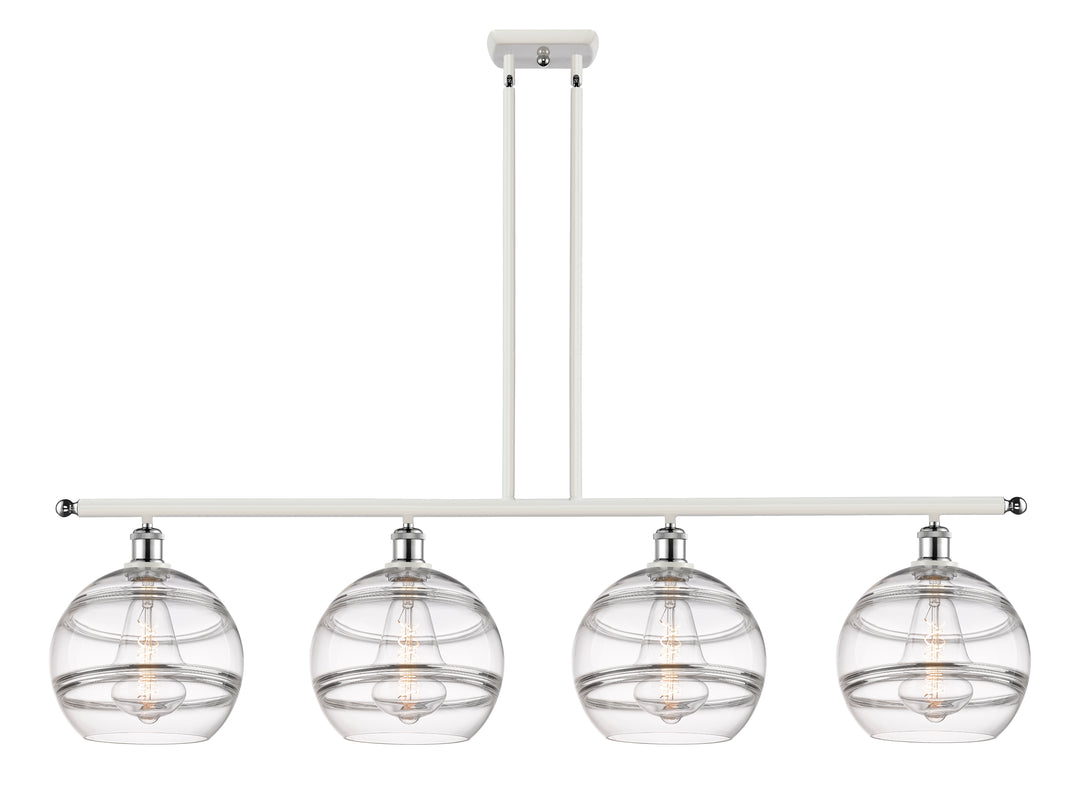 Innovations Lighting Rochester 10" Island Light - White Polished Chrome Linear Chandeliers Innovations Lighting Clear ; Glass Type: Clear  