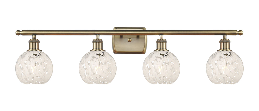 Innovations Lighting White Mouchette 6" Bath Vanity Light - Antique Brass