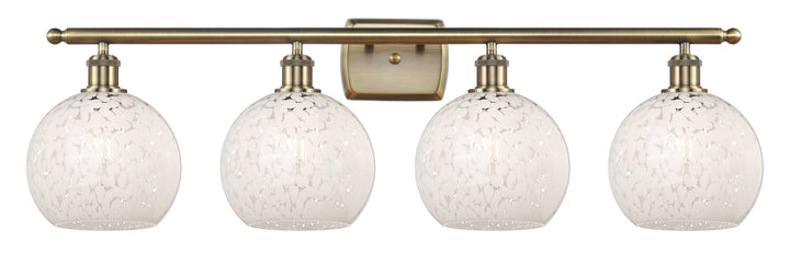 Innovations Lighting White Mouchette 8" Bath Vanity Light - Antique Brass Vanity Lights Innovations Lighting   