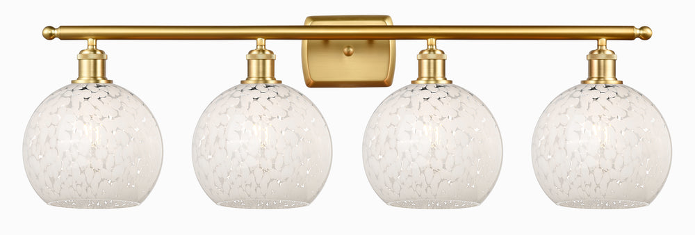 Innovations Lighting White Mouchette 8" Bath Vanity Light - Satin Gold Vanity Lights Innovations Lighting   