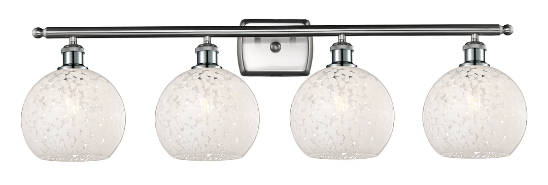 Innovations Lighting White Mouchette 8" Bath Vanity Light - Brushed Satin Nickel Vanity Lights Innovations Lighting White Mouchette ; Glass Type: White  