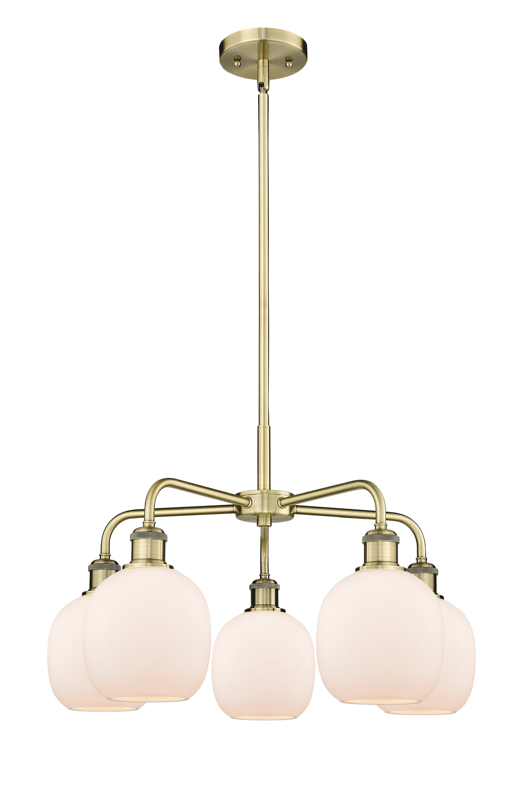 Innovations Lighting Belfast 6" Chandelier Chandeliers Innovations Lighting Antique Brass Matte White ; Glass Type: White 