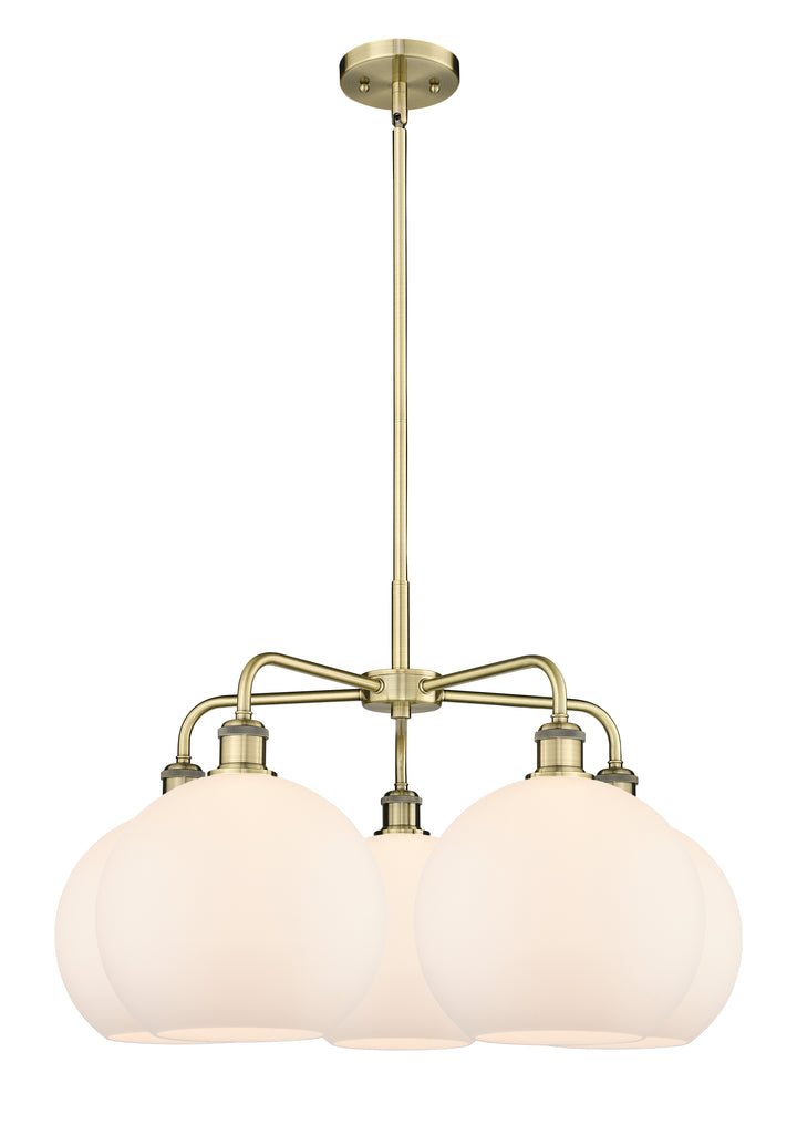 Innovations Lighting Athens 10" Chandelier Chandeliers Innovations Lighting Antique Brass Matte White ; Glass Type: White 