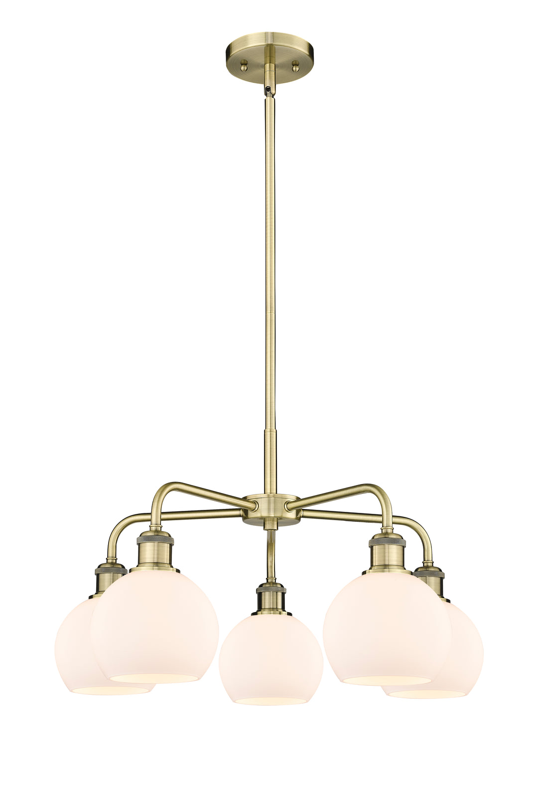 Innovations Lighting Athens 6" Chandelier Chandeliers Innovations Lighting Antique Brass Matte White ; Glass Type: White 