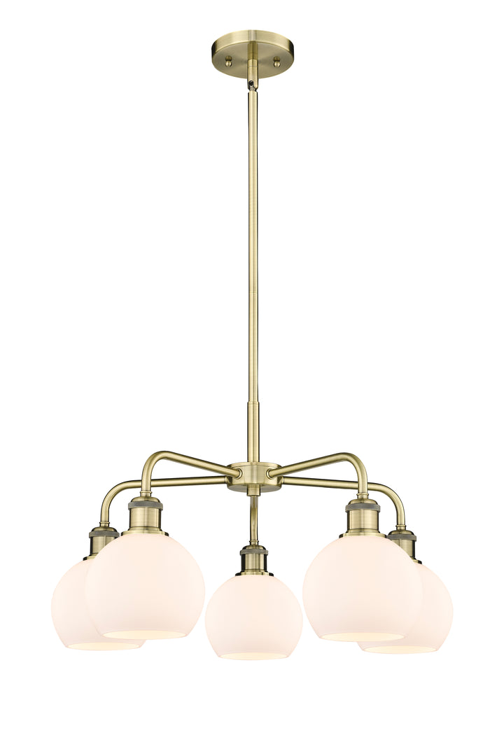 Innovations Lighting Athens 6" Chandelier Chandeliers Innovations Lighting Antique Brass Matte White ; Glass Type: White 