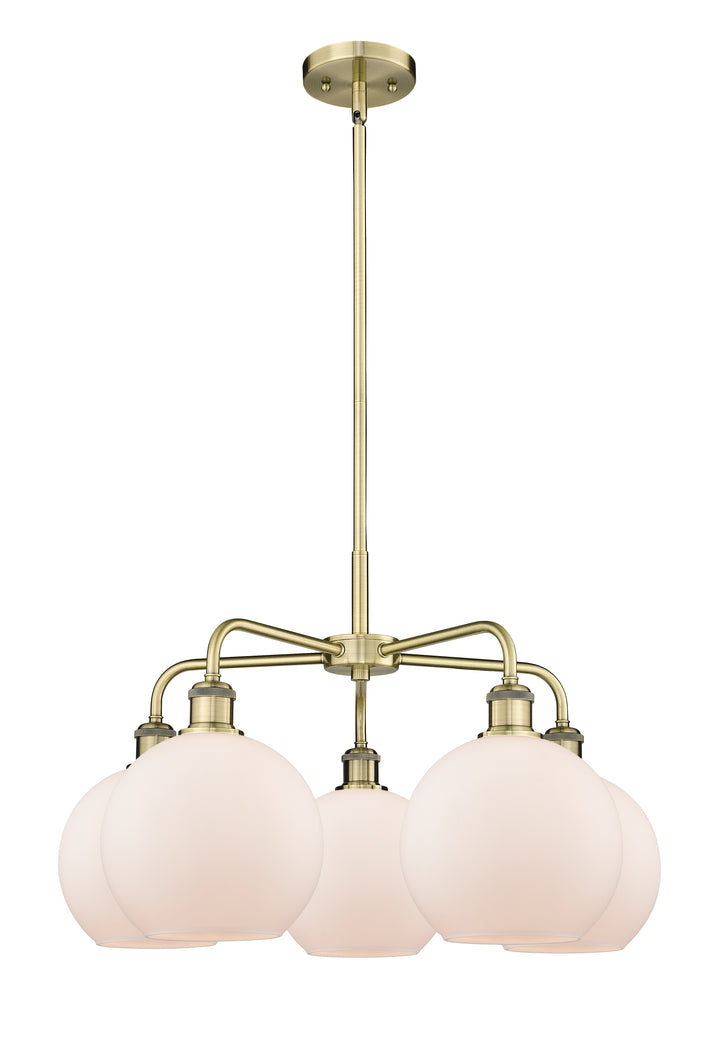 Innovations Lighting Athens 8" Chandelier Chandeliers Innovations Lighting Antique Brass Matte White ; Glass Type: White 