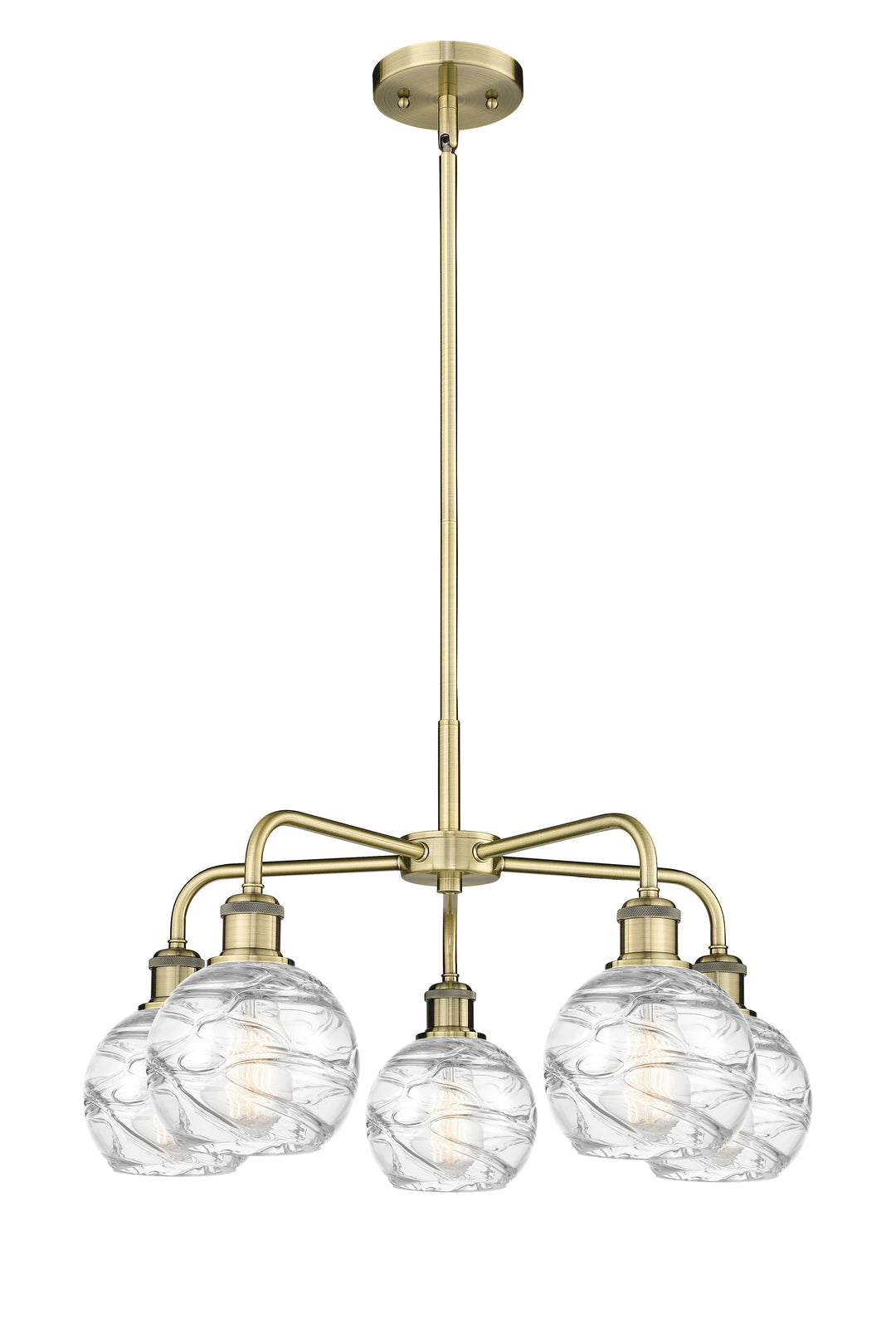 Innovations Lighting Athens Deco Swirl 6" Chandelier Chandeliers Innovations Lighting Antique Brass Clear Deco Swirl ; Glass Type: Clear 