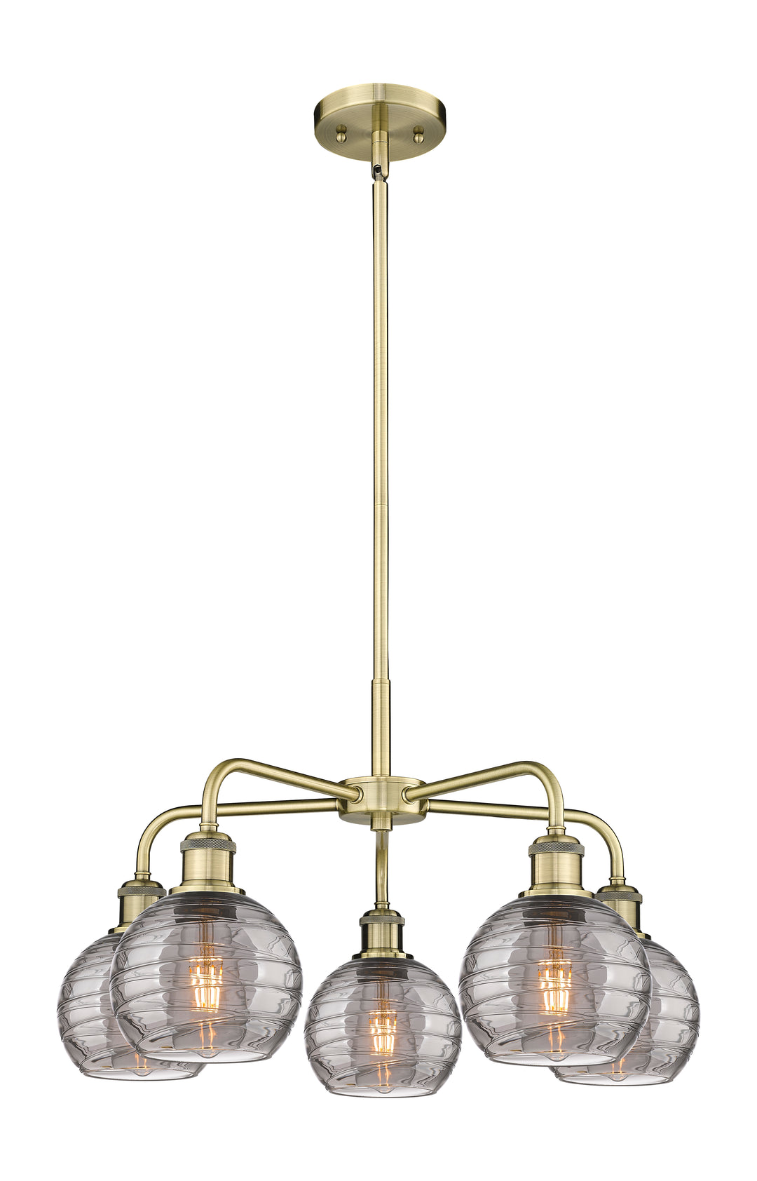 Innovations Lighting Athens Deco Swirl 6" Chandelier Chandeliers Innovations Lighting Antique Brass Light Smoke Deco Swirl ; Glass Type: Smoked 