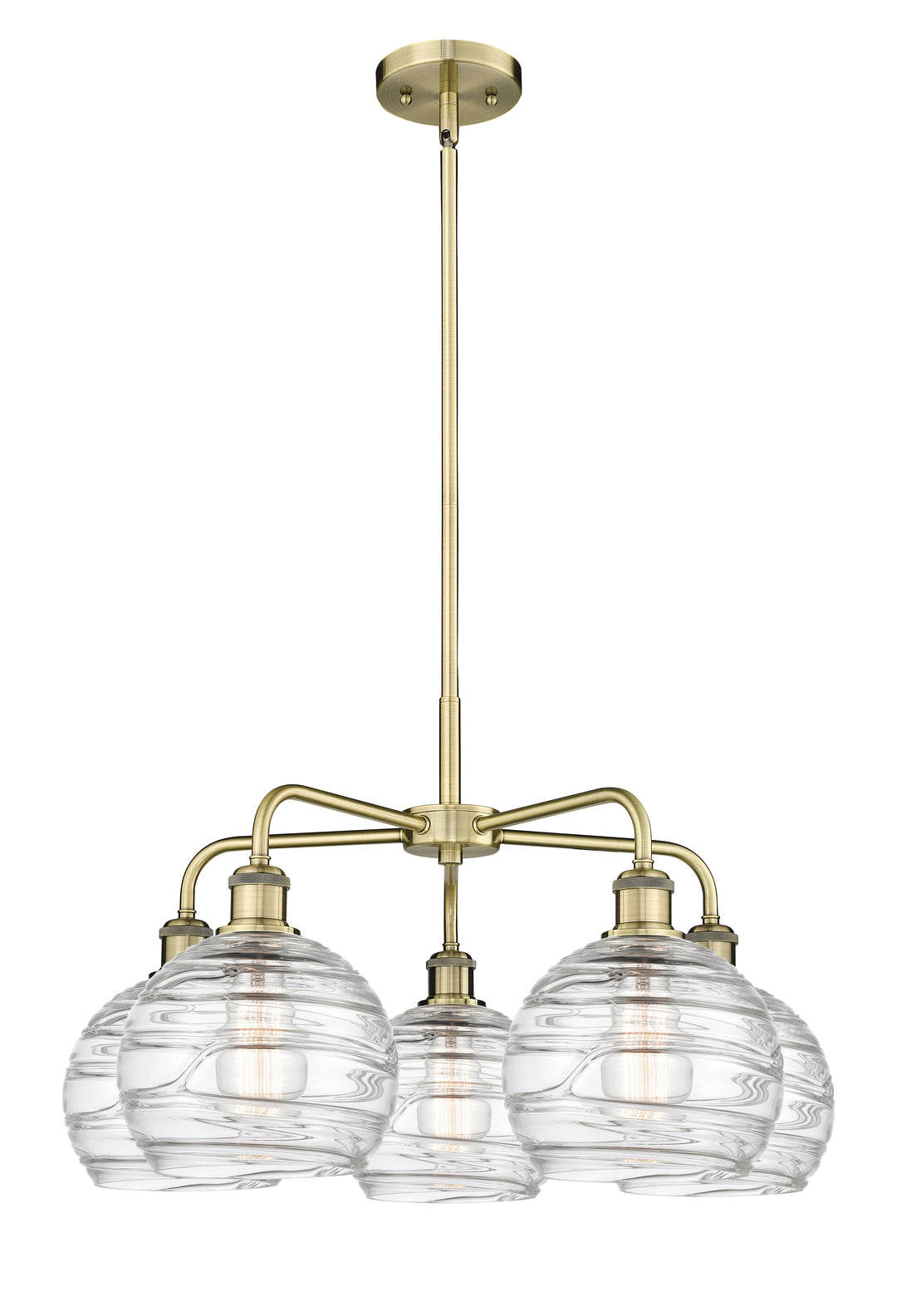 Innovations Lighting Athens Deco Swirl 8" Chandelier Chandeliers Innovations Lighting Antique Brass Clear Deco Swirl ; Glass Type: Cleat 