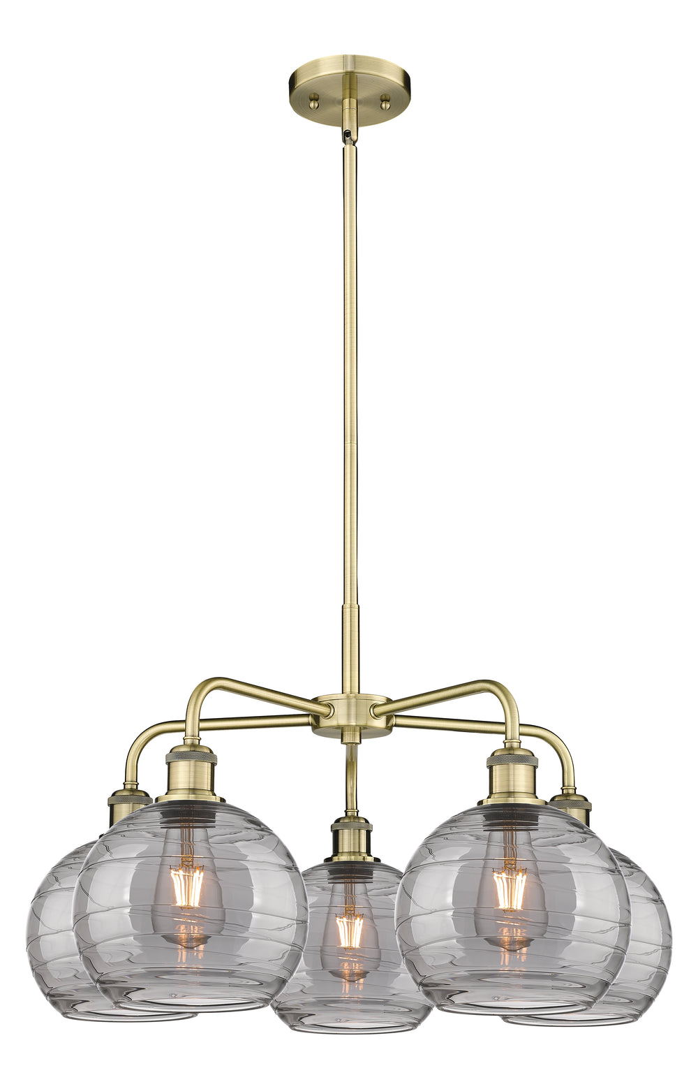 Innovations Lighting Athens Deco Swirl 8" Chandelier Chandeliers Innovations Lighting Antique Brass Light Smoke Deco Swirl ; Glass Type: Smoked 