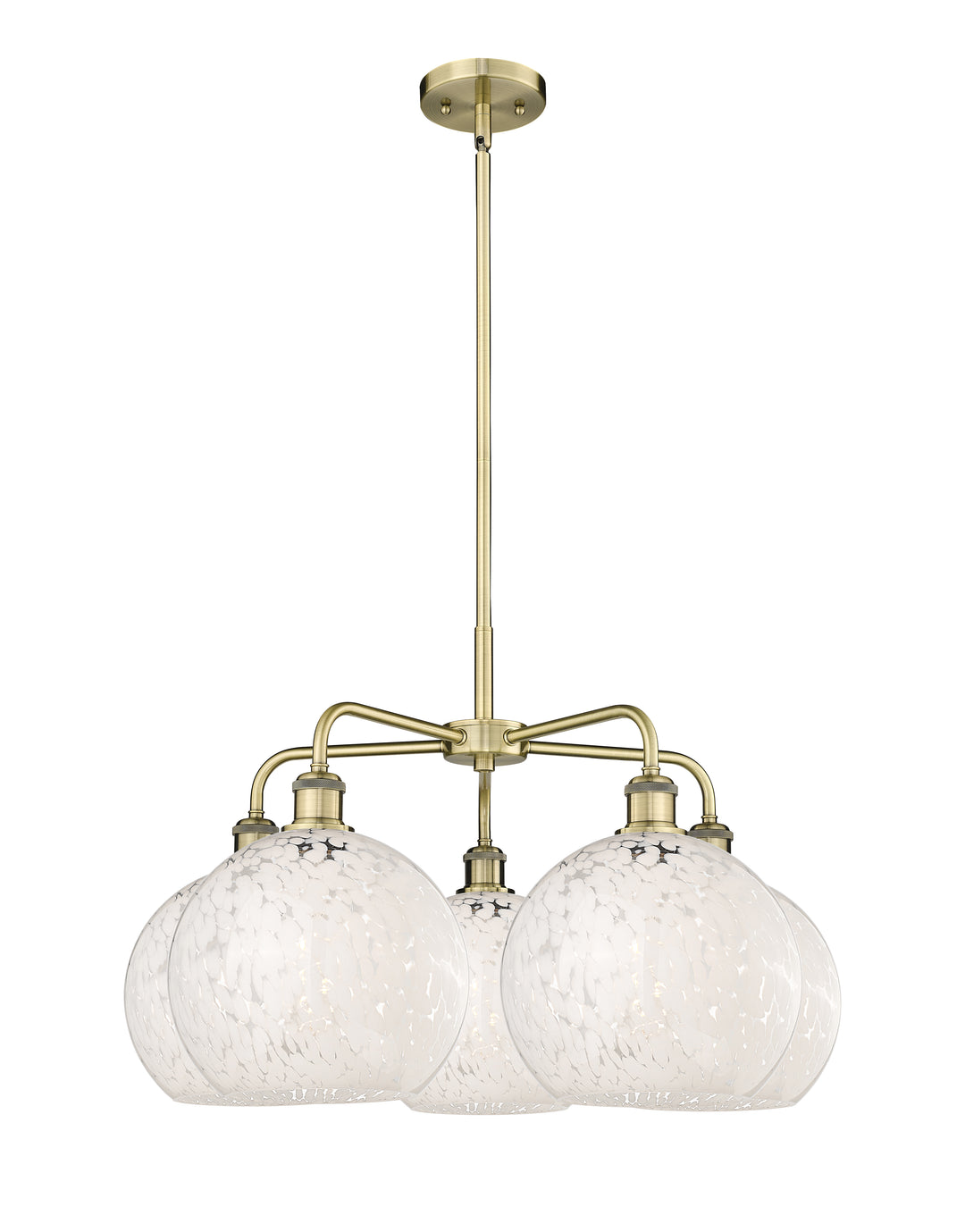 Innovations Lighting White Mouchette 10" Chandelier - Antique Brass