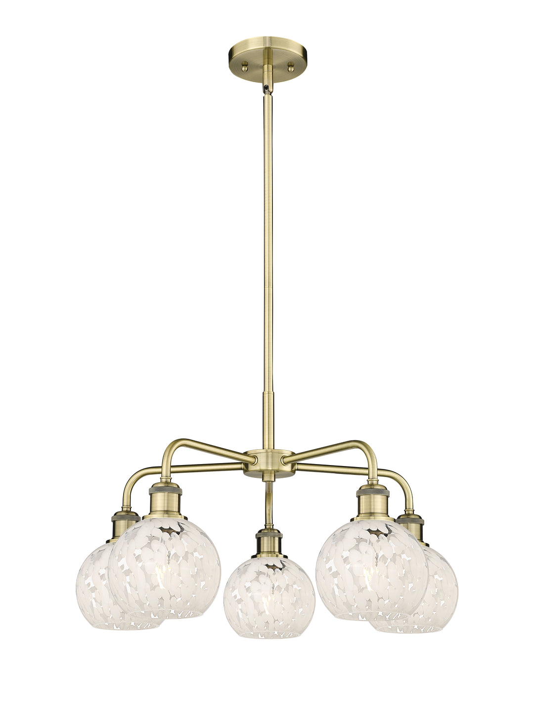Innovations Lighting White Mouchette 6" Chandelier - Antique Brass