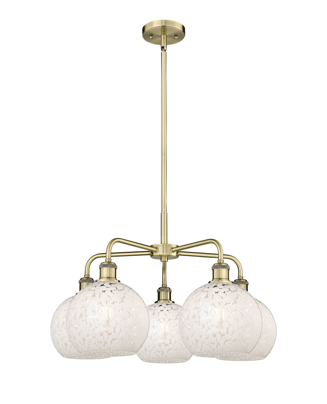 Innovations Lighting White Mouchette 8" Chandelier - Antique Brass Chandeliers Innovations Lighting White Mouchette ; Glass Type: White  