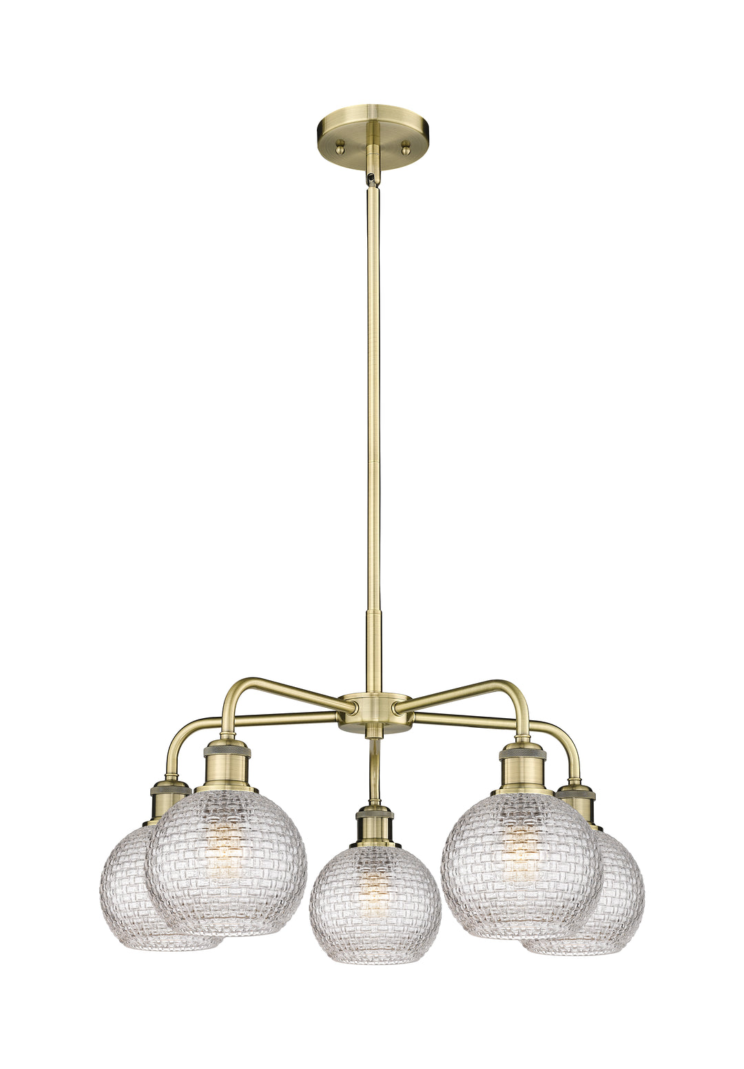 Innovations Lighting Athens 6" Chandelier Chandeliers Innovations Lighting Antique Brass Clear Basket Weave ; Glass Type: Clear Basket Weave 