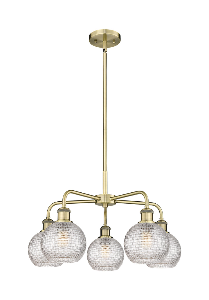 Innovations Lighting Athens 6" Chandelier Chandeliers Innovations Lighting Antique Brass Clear Basket Weave ; Glass Type: Clear Basket Weave 