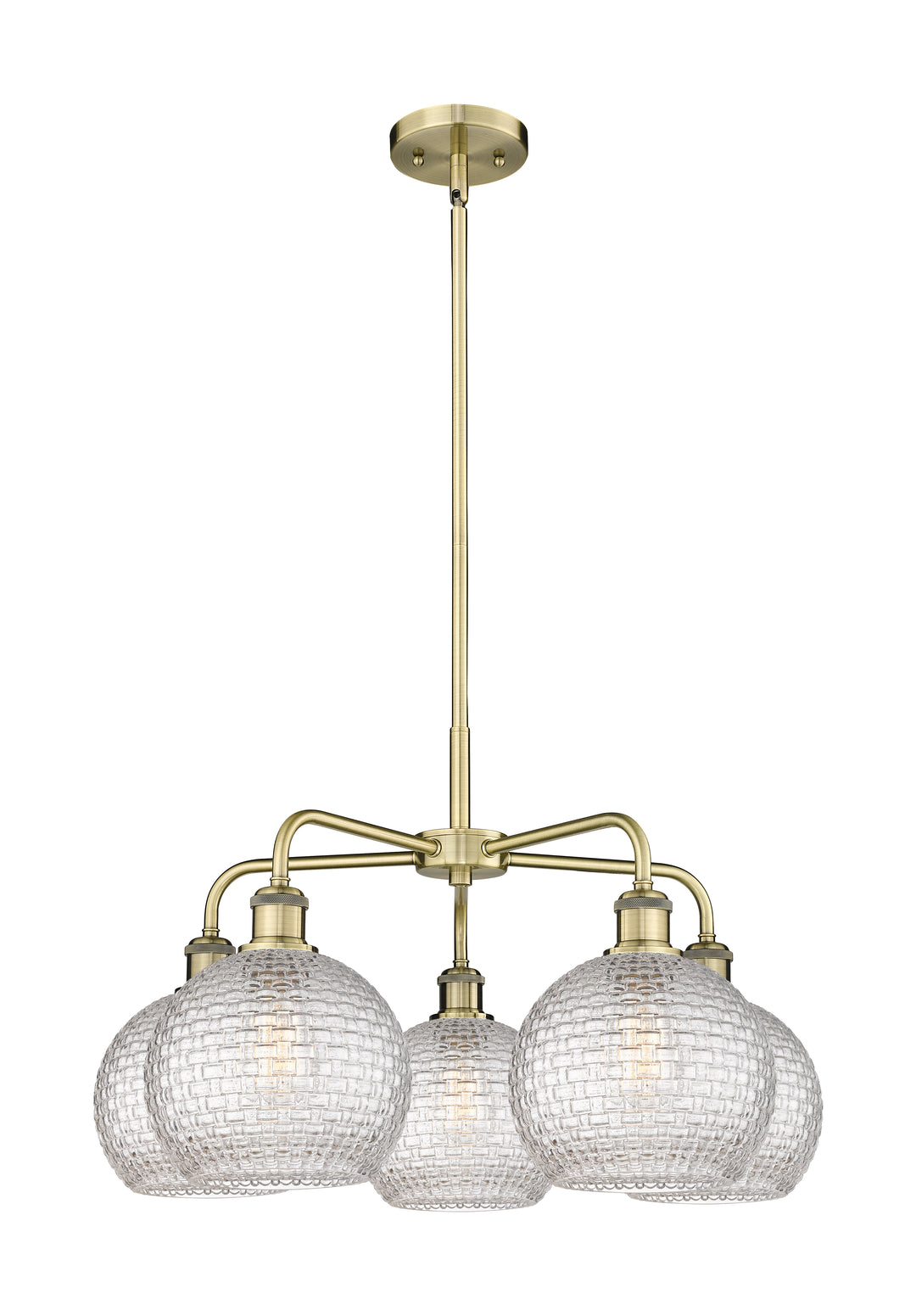 Innovations Lighting Athens 8" Chandelier Chandeliers Innovations Lighting Antique Brass Clear Basket Weave ; Glass Type: Clear Basket Weave 