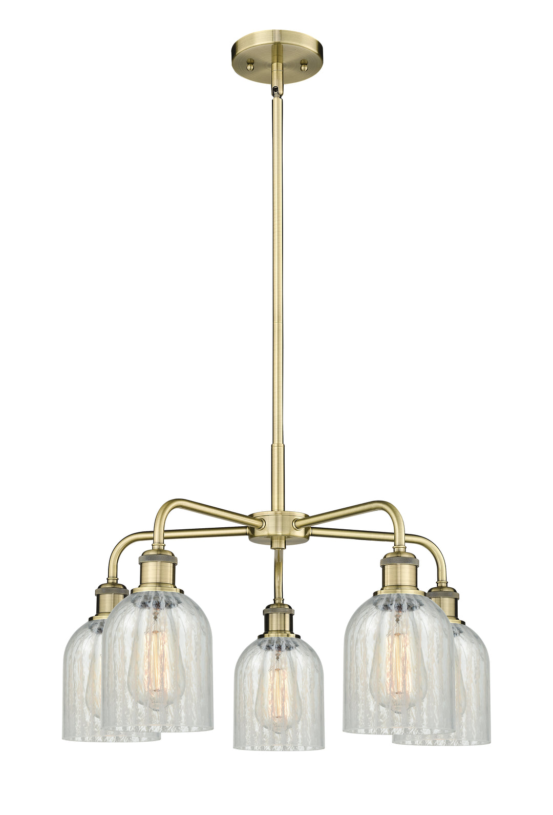 Innovations Lighting Caledonia 5" Chandelier Chandeliers Innovations Lighting Antique Brass Mouchette ; Glass Type: Colorful 