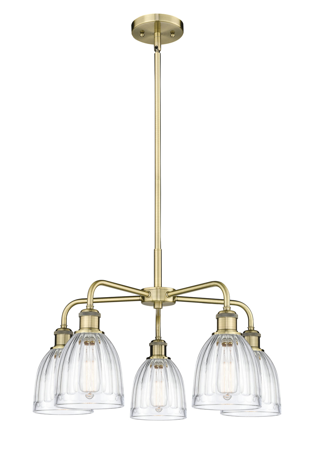 Innovations Lighting Brookfield 6" Chandelier Chandeliers Innovations Lighting Antique Brass Clear ; Glass Type: Transparent; Ribbed 