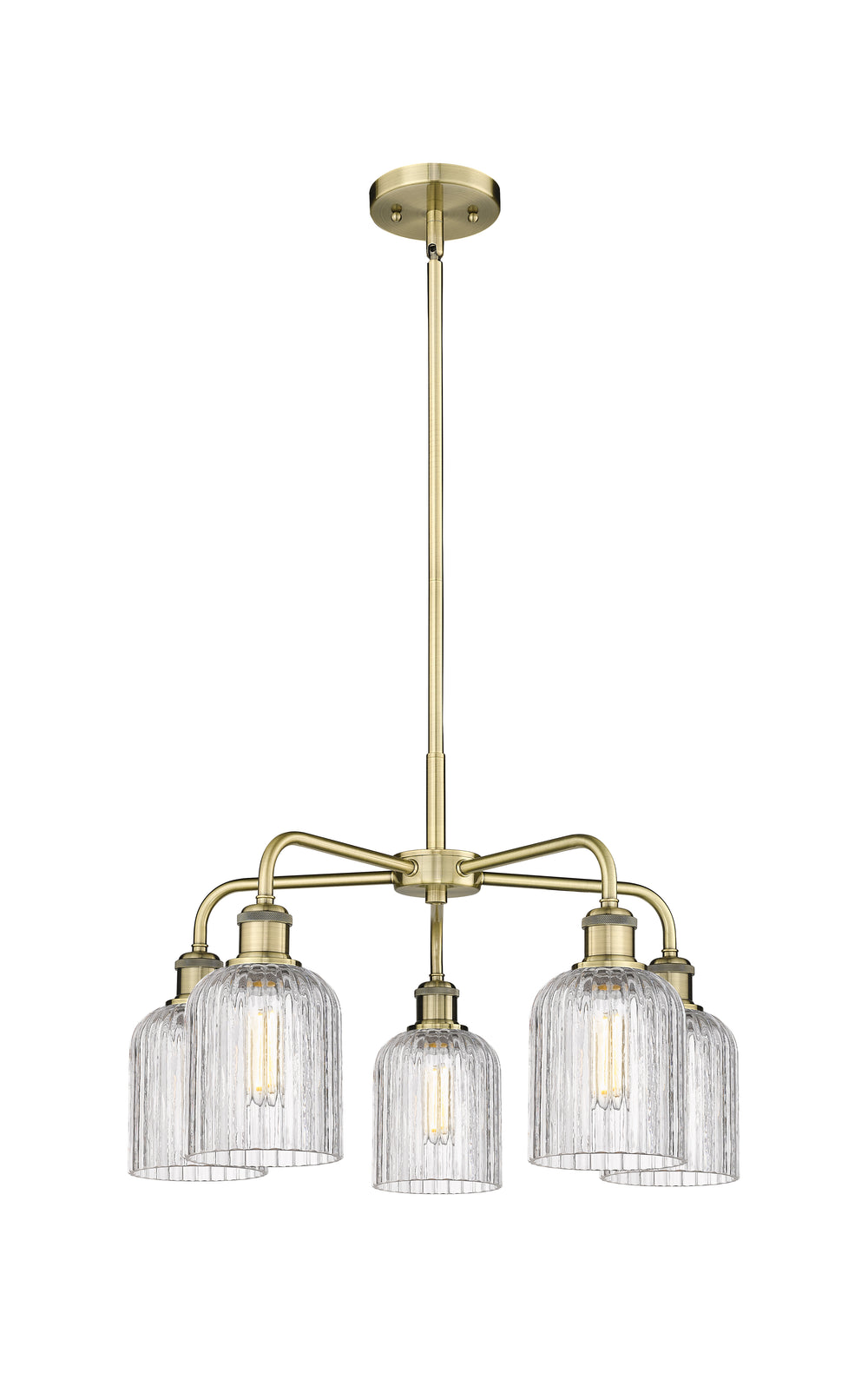 Innovations Lighting Bridal Veil 5" Chandelier Chandeliers Innovations Lighting Antique Brass Clear ; Glass Type: Clear; Ribbed 