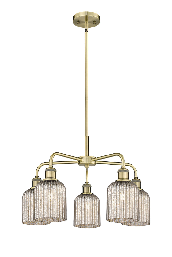 Innovations Lighting Bridal Veil 5" Chandelier Chandeliers Innovations Lighting Antique Brass Mercury ; Glass Type: Mercury; Ribbed 