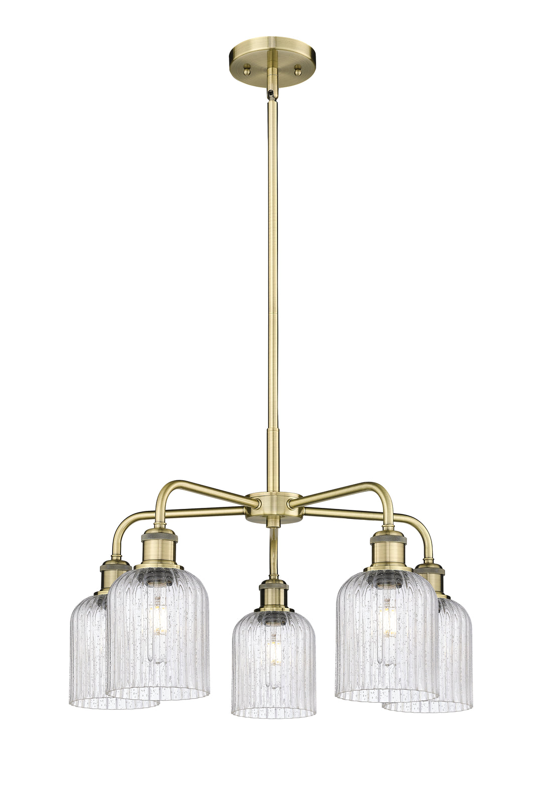 Innovations Lighting Bridal Veil 5" Chandelier Chandeliers Innovations Lighting Antique Brass Seedy ; Glass Type: Seedy; Ribbed 