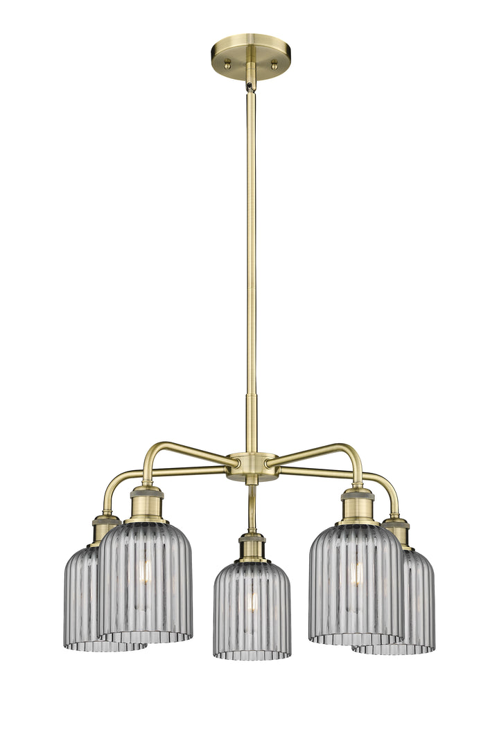 Innovations Lighting Bridal Veil 5" Chandelier Chandeliers Innovations Lighting Antique Brass Light Smoke ; Glass Type: Light Smoke; Ribbed 