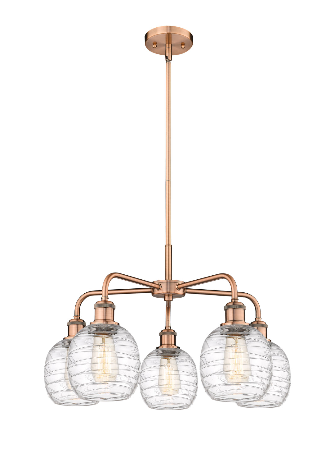 Innovations Lighting Belfast 6" Chandelier Chandeliers Innovations Lighting Antique Copper Deco Swirl ; Glass Type: Clear 