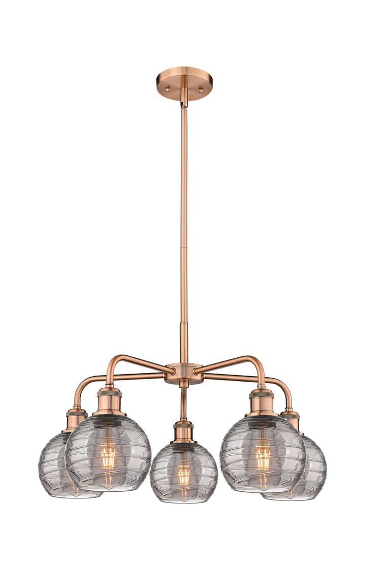 Innovations Lighting Athens Deco Swirl 6" Chandelier Chandeliers Innovations Lighting Antique Copper Light Smoke Deco Swirl ; Glass Type: Smoked 