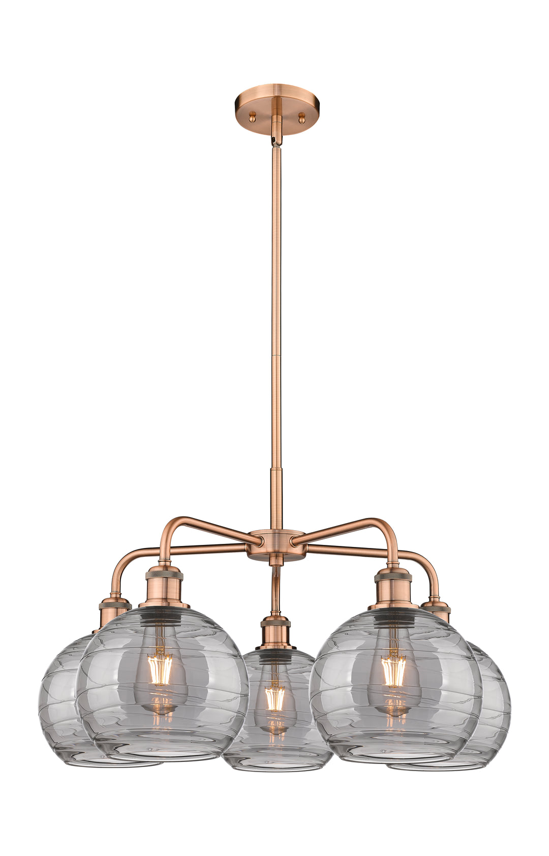 Innovations Lighting Athens Deco Swirl 8" Chandelier Chandeliers Innovations Lighting Antique Copper Light Smoke Deco Swirl ; Glass Type: Smoked 