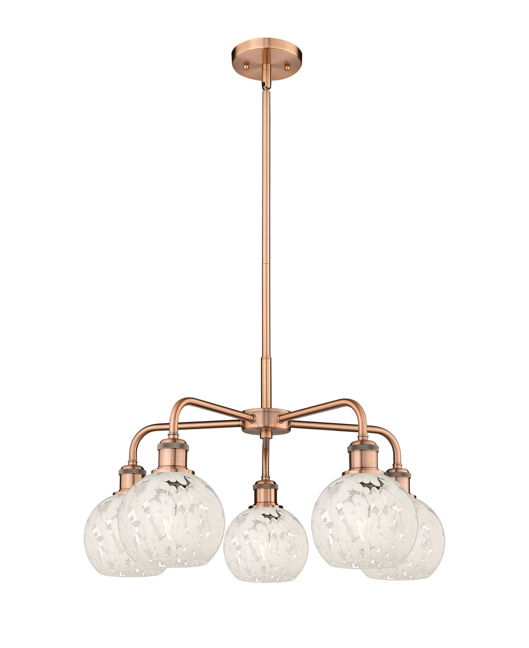 Innovations Lighting White Mouchette 6" Chandelier - Antique Copper