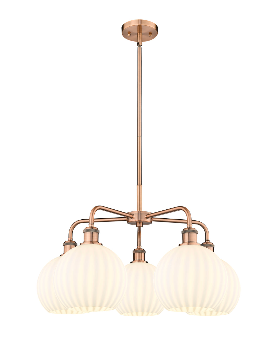 Innovations Lighting White Venetian 8" Chandelier - Antique Copper Chandeliers Innovations Lighting White Venetian ; Glass Type: White  